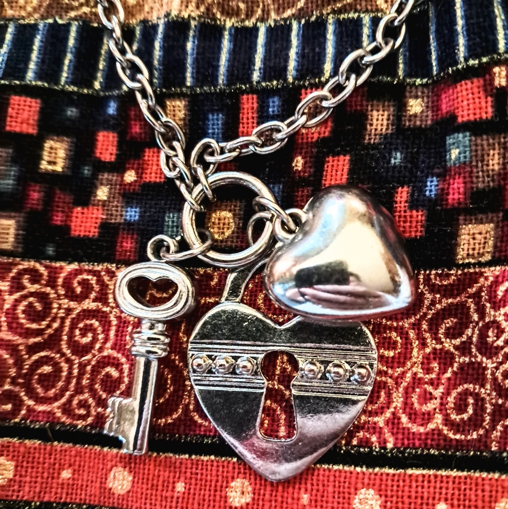 Vintage Aluminum Charm Ring Necklace